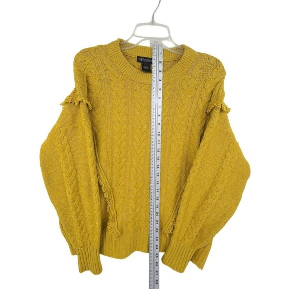 Design 365 Women's Cable Knit Long Sleeve Sweater Yellow Size L - Picture 5 of 9